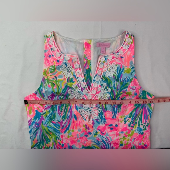 Lilly Pulitzer Gabby Fan Sea Pants Multi Corded Lace Detail Shift Dress Size 6 - Picture 10 of 11